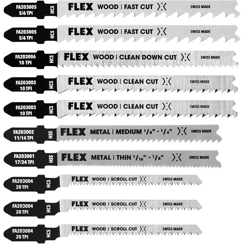 FLEX 10-Piece T-Shank Jigsaw Blade Set - FAM20301-10