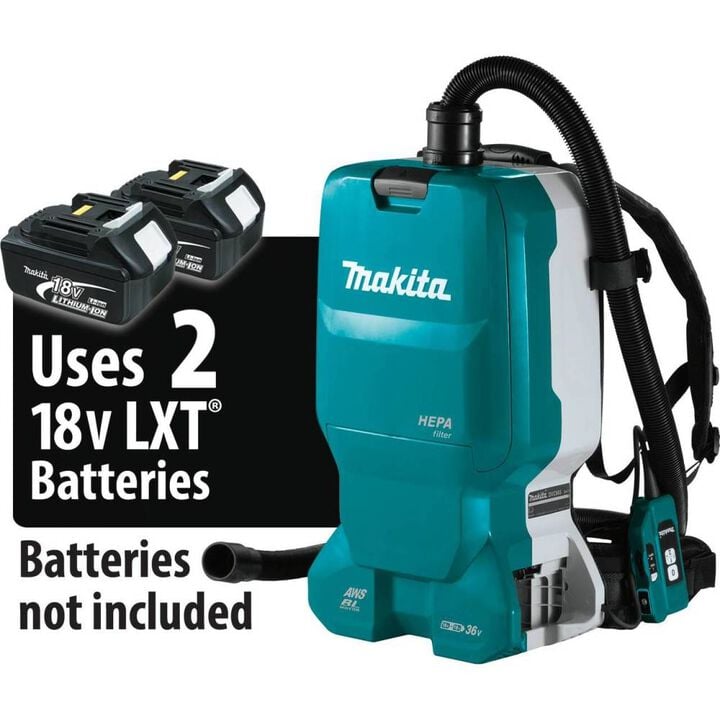 Makita 18V X2 (36V) LXT Backpack Dry Dust Extractor 1.6 Gallon HEPA FilterAWS Capable Cordless (Bare Tool), large image number 0