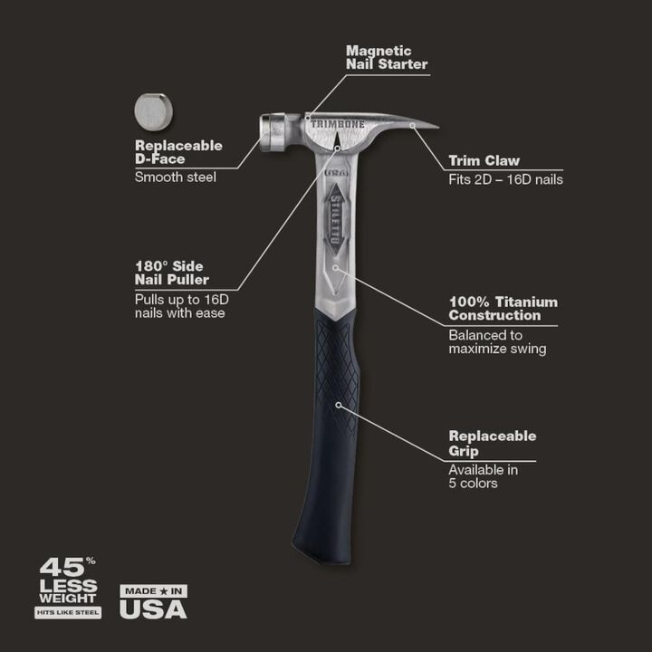 Stiletto TRIMBONE 10oz Titanium Finish Hammer, large image number 1