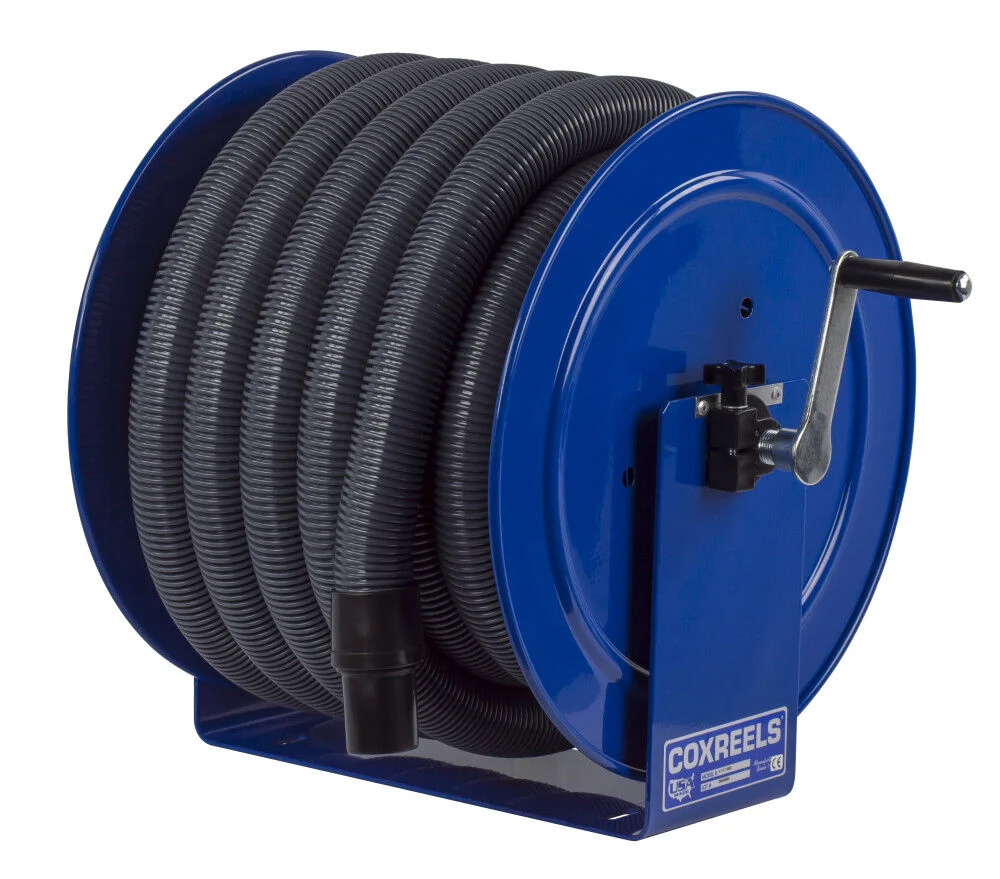 Coxreels Hose Reel Vacuum Only Direct Crank Rewind 1 1/2in 2in ID 35' Hose Capacity, large image number 1
