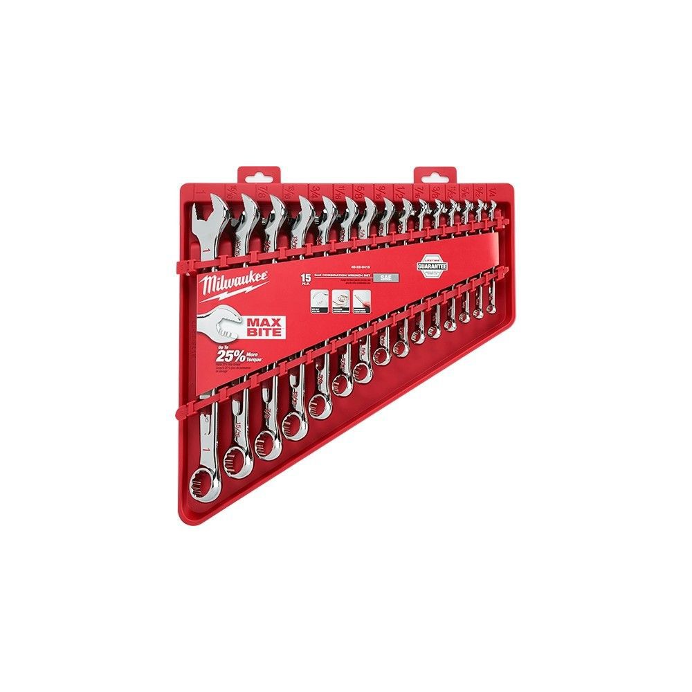 Milwaukee 15 Piece SAE and Metric Combination Wrench Set Bundle, large image number 3