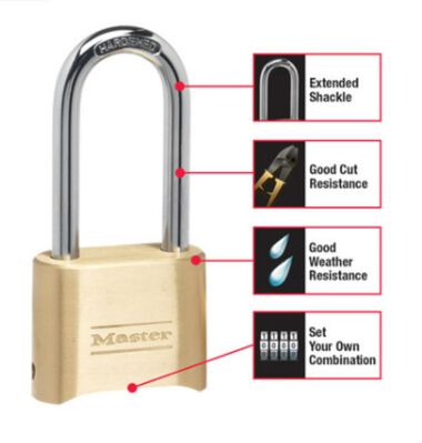 Master Lock 2in Combination Wide Resettable Brass Padlock with 2-1/4in Shackle, large image number 1