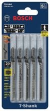 Bosch 5 pc. 3-1/4 In. 20 TPI Clean for Wood T-Shank Jig Saw Blades, small