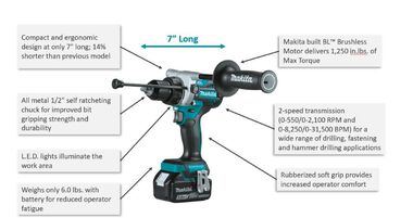 Makita 18V LXT 1/2in Hammer Driver Drill (Bare Tool), large image number 1