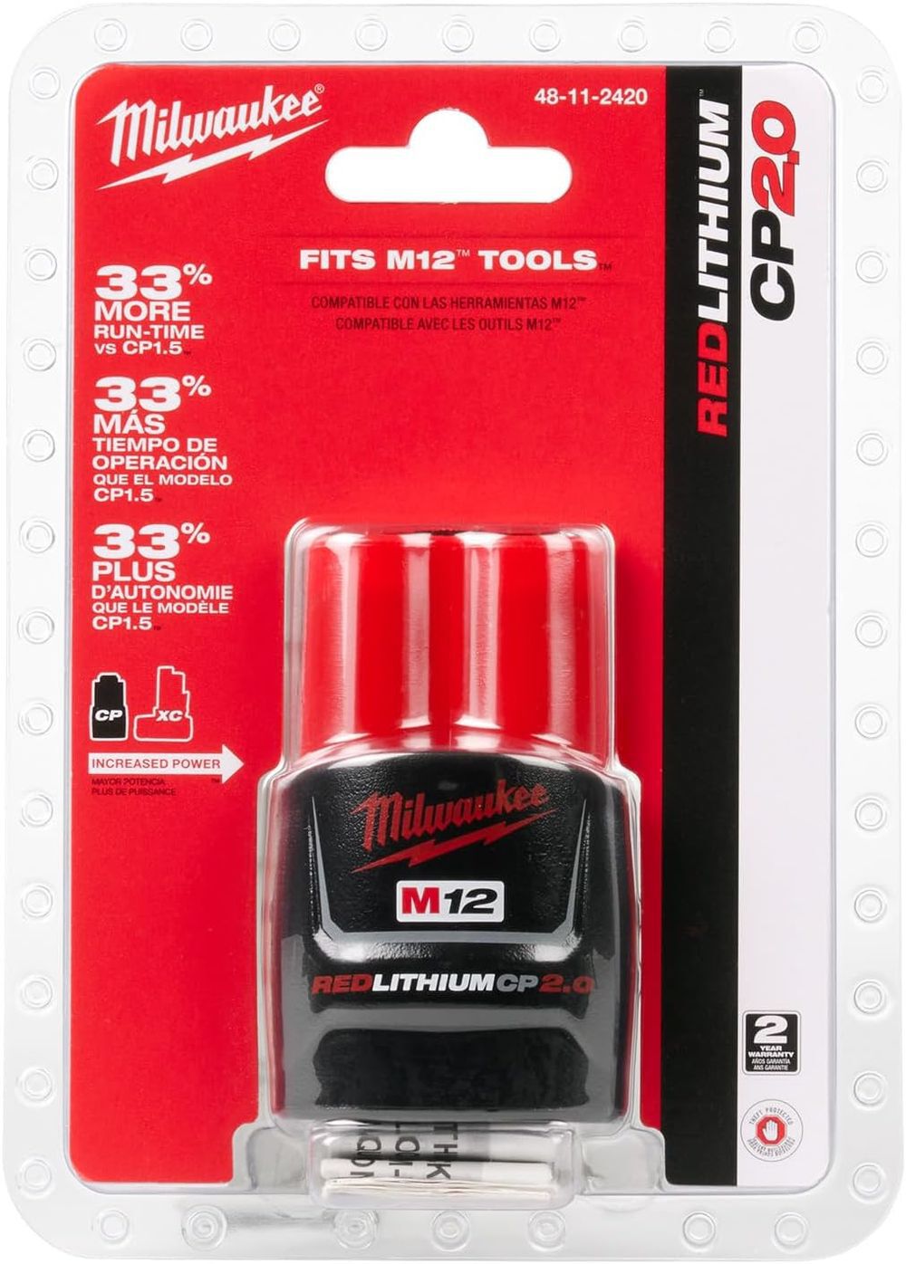 Milwaukee M12 REDLITHIUM CP 12V 2Ah Lithium Ion Power Tool Battery Pack, large image number 7