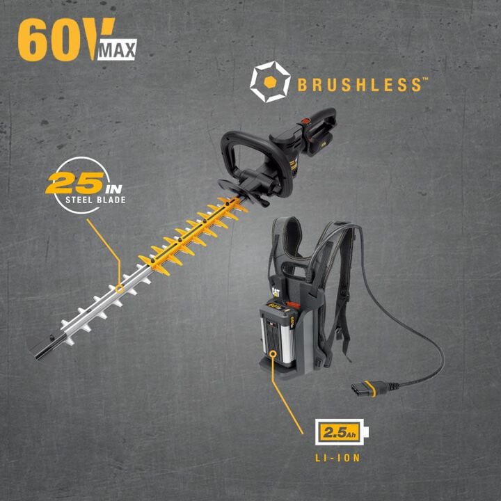 CAT DG620 60V 25in Brushless 2-Speed Backpack Hedge Trimmer Kit, large image number 1