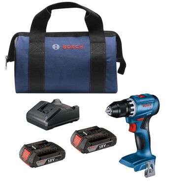 Bosch 18V Compact 1/2in Drill/Driver Kit with 2 2Ah SlimPack Batteries