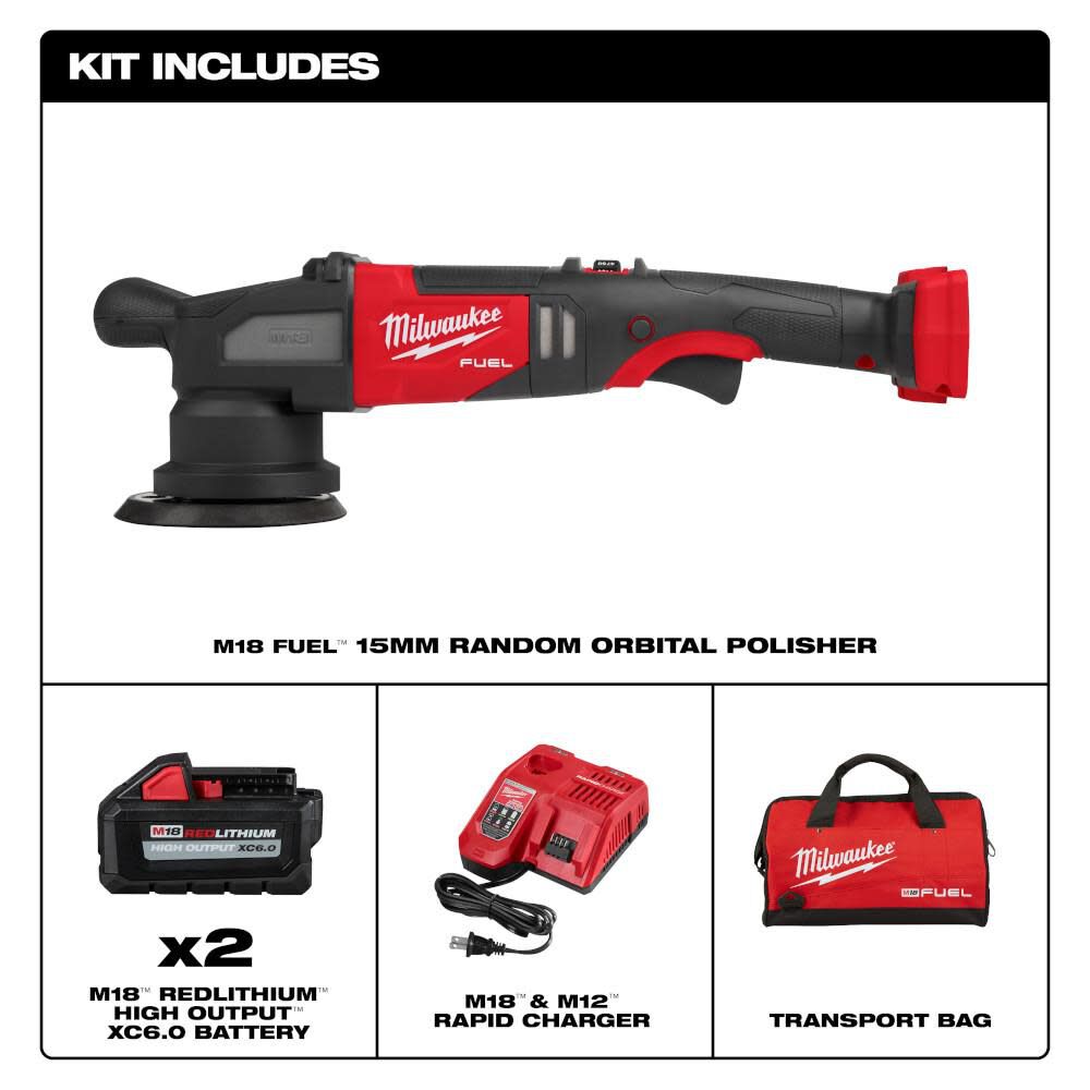 Milwaukee M18 FUEL 15mm Random Orbital Polisher Kit 2684 22HD