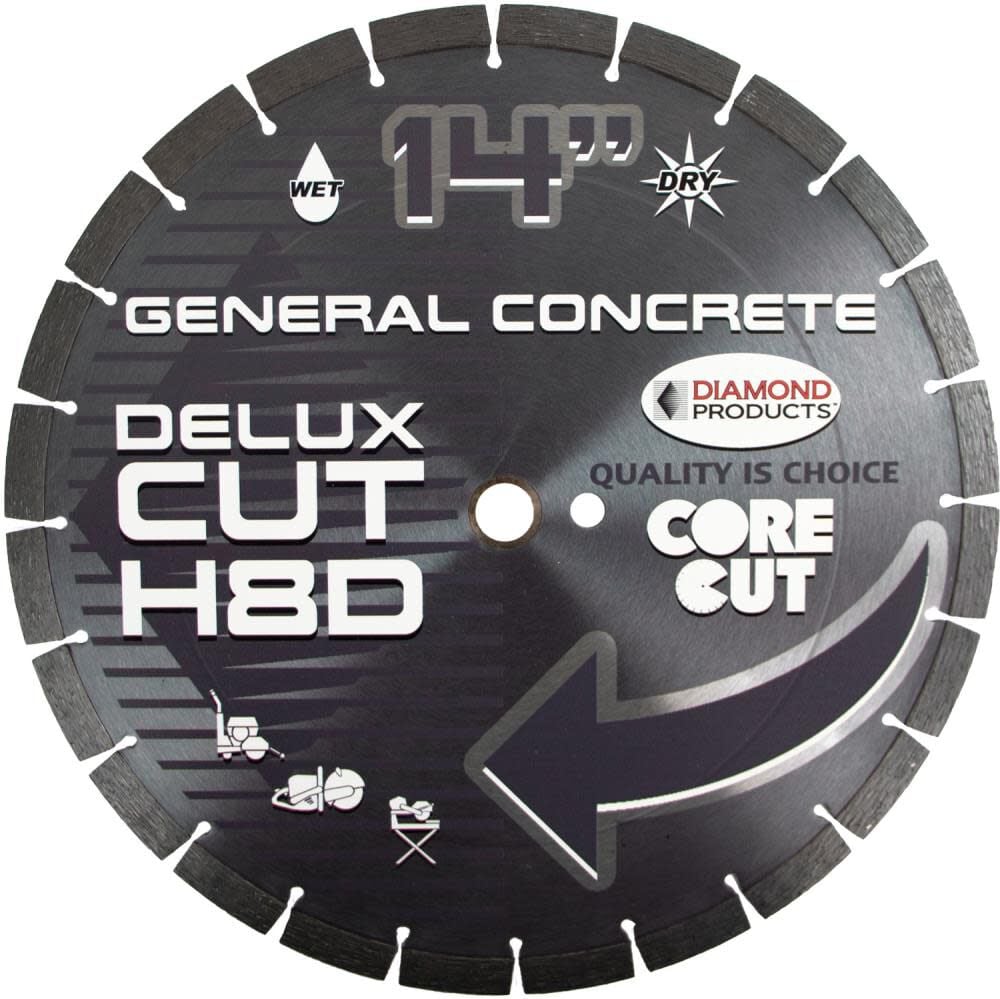 Diamond Products H8D Delux-Cut High Speed 14 Inch Segmented Rim Diamond Blade for General Purpose Concrete – 70499