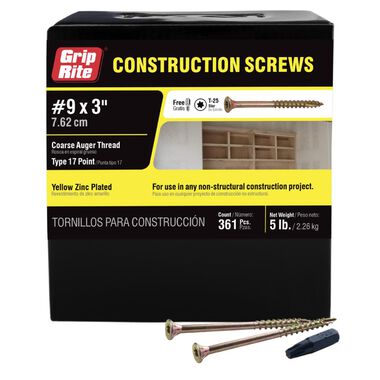 Grip Rite 5-Lb #9 x 3-in Bugle-Head Yellow Zinc Type 17 Star-Drive Interior Wood Screw