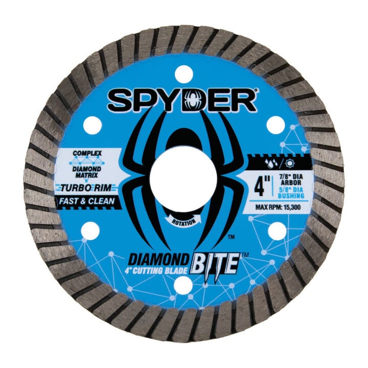 Spyder 4 Inch Wet/Dry Turbo Rim Diamond Blade for Angle Grinders, 7/8 Inch Arbor