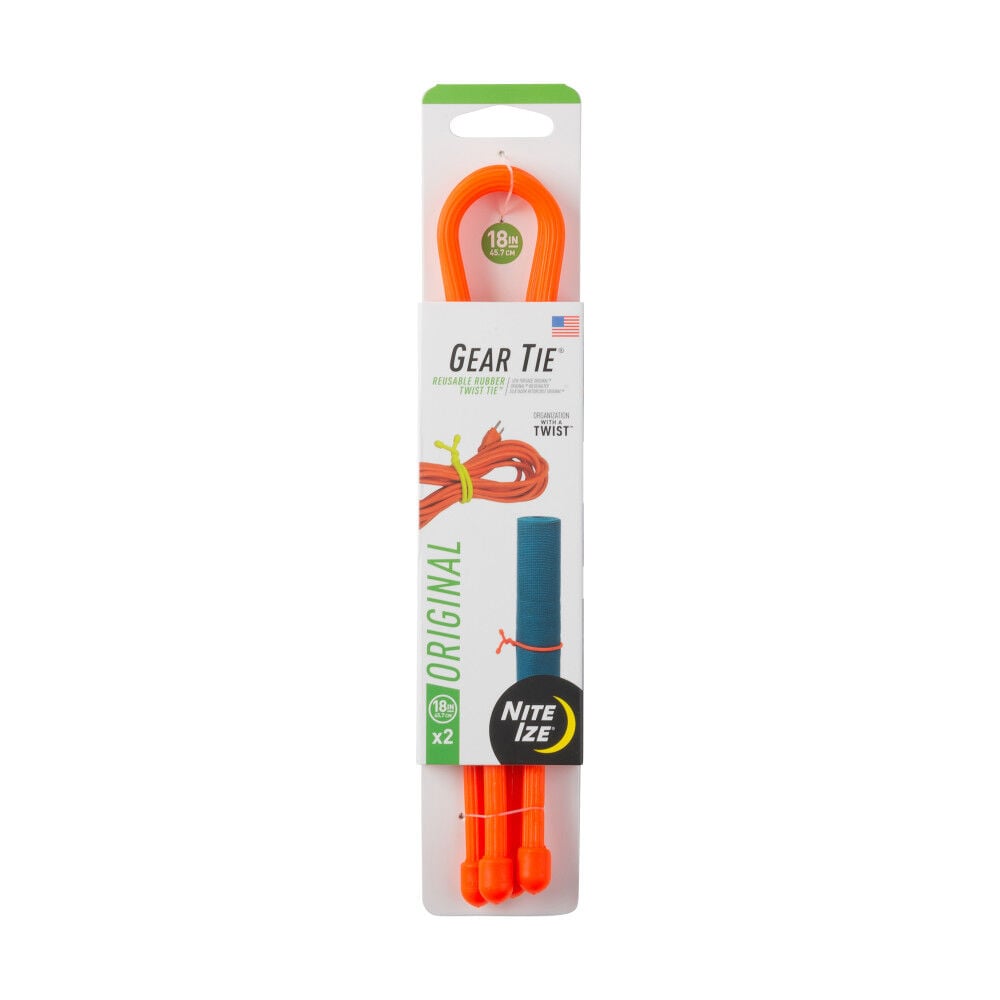 Nite Ize Gear Tie Reusable Rubber Twist Tie 18in 2pk Br