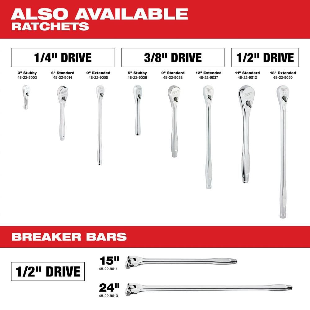 Milwaukee 22 Pc 1 2 In Socket Wrench Set Sae 48 22 9410 - Image 9