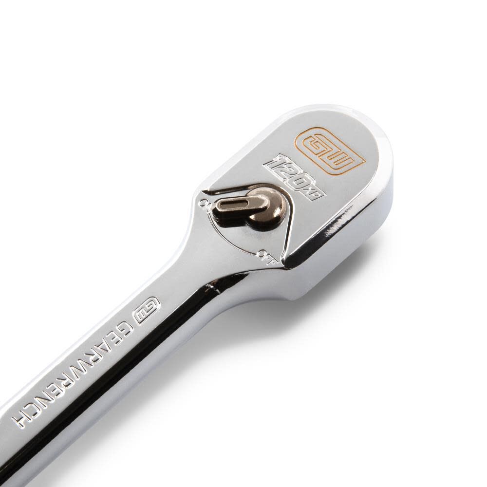 GEARWRENCH 120XP 3/8 Inch Drive Full Polish Chrome Extra Long Handle Teardrop Ratchet, large image number 2