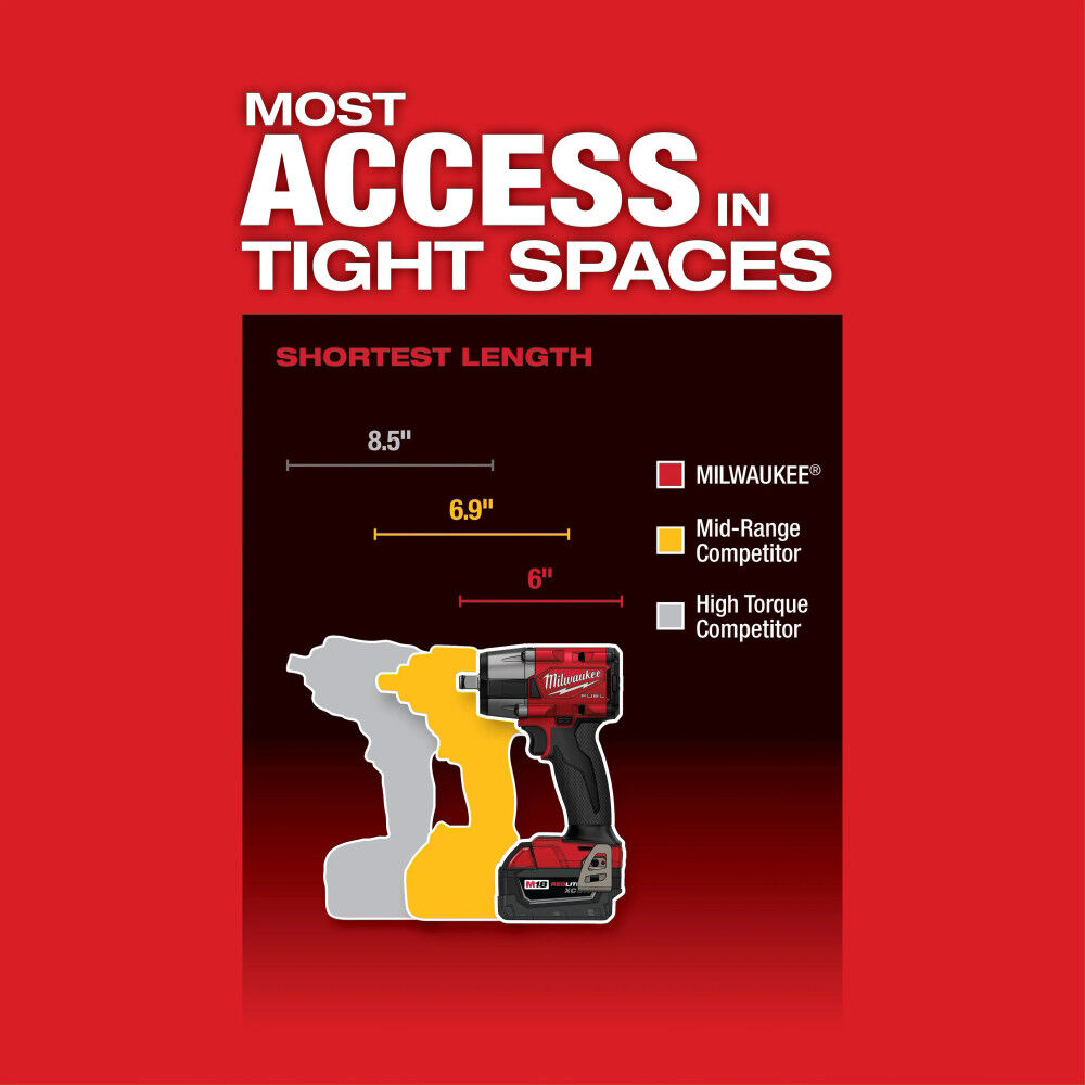 Milwaukee Impact Wrench with Friction Ring and M18 Forge XC 18V 8Ah Battery Pack with Fuel Indicator Bundle, large image number 16