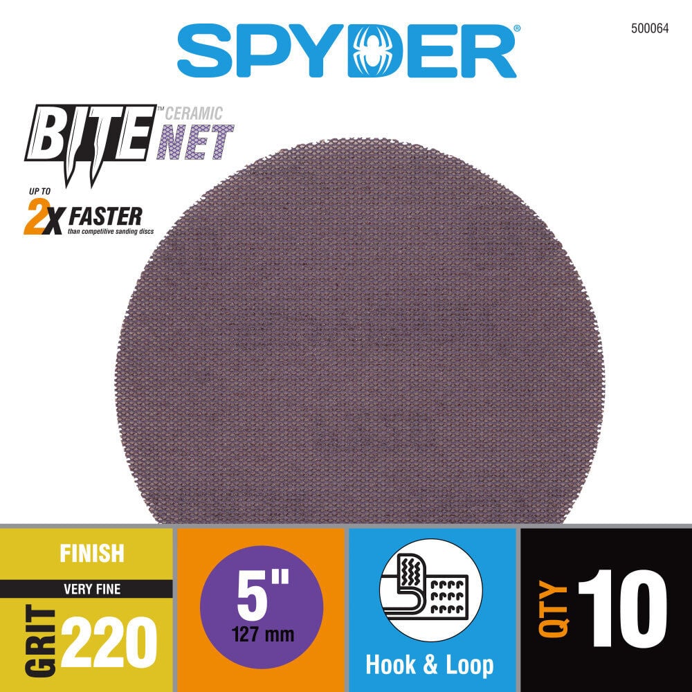 Spyder 220 Grit Ceramic Sanding Discs, Ceramic Net, 5 Inch Hook & Loop 10 Pieces, large image number 3