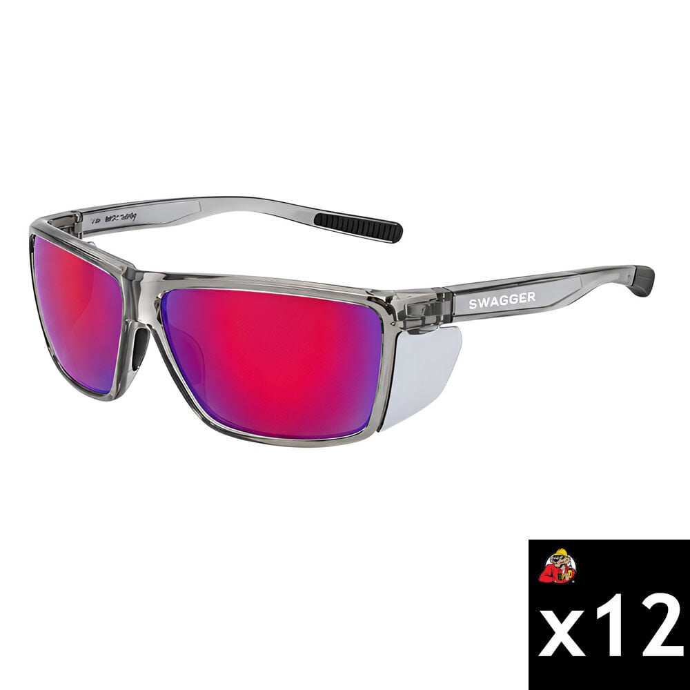 MCR Safety Swagger SR2L Safety Glasses Red Mirror Crystal Gray Frame 12 Pieces, large image number 1
