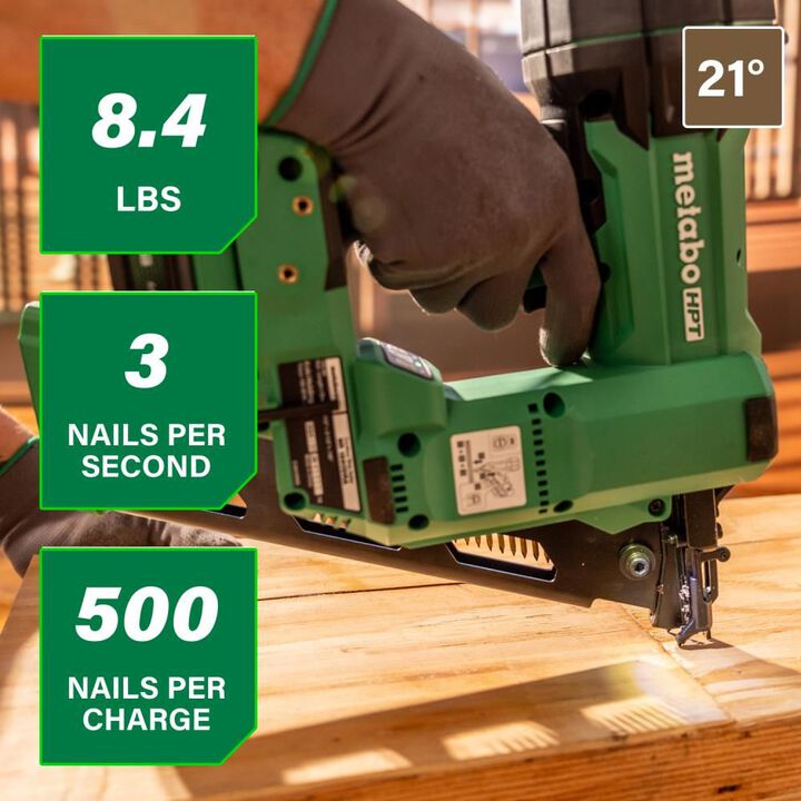 Metabo HPT 18V MultiVolt Cordless 21 3-1/2" Plastic Strip Framing Nailer (1x4.0Ah), large image number 1