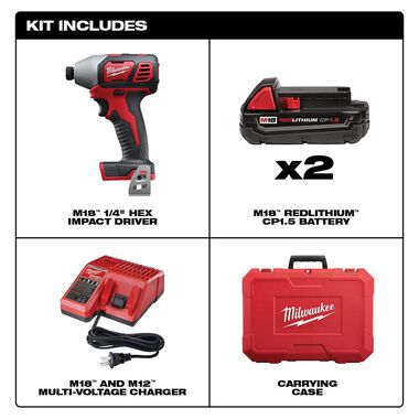 Milwaukee M18 1/4 in. Hex Impact Driver CP Kit, large image number 1