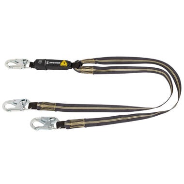 Safewaze Arc Flash 6 Ft. Energy Absorbing Lanyard: Aramid, Dual Leg, Snap Hooks