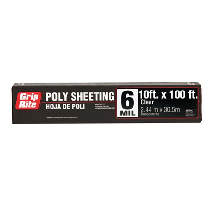 Grip Rite 100 Ft. x 10 Ft. x 6 Mil Medium Duty Clear Poly Sheeting