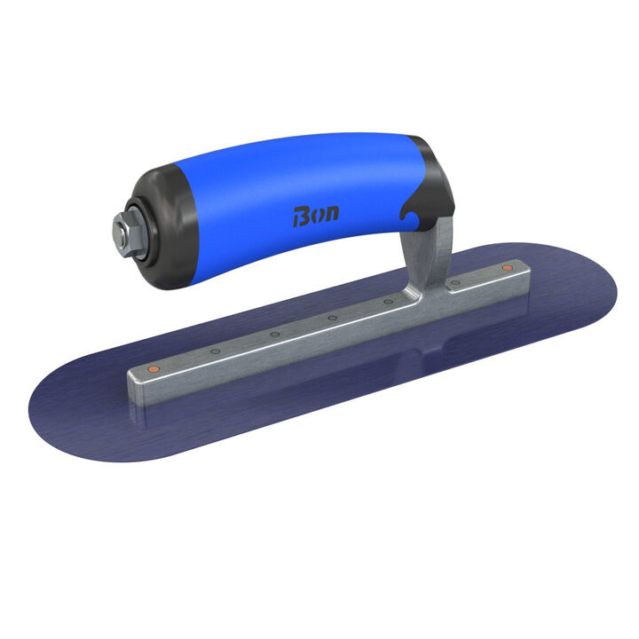 Bon Tool Finish Trowel Round Blue Steel 10 Inch x 3 Inch with Comfort Grip Handle, large image number 1