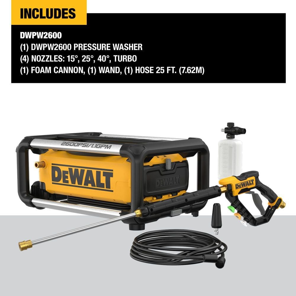 DEWALT 2600 PSI 1.1 GPM Electric Cold Water Pressure Washer with 4 Spray Nozzles Simolary simolary.com 9