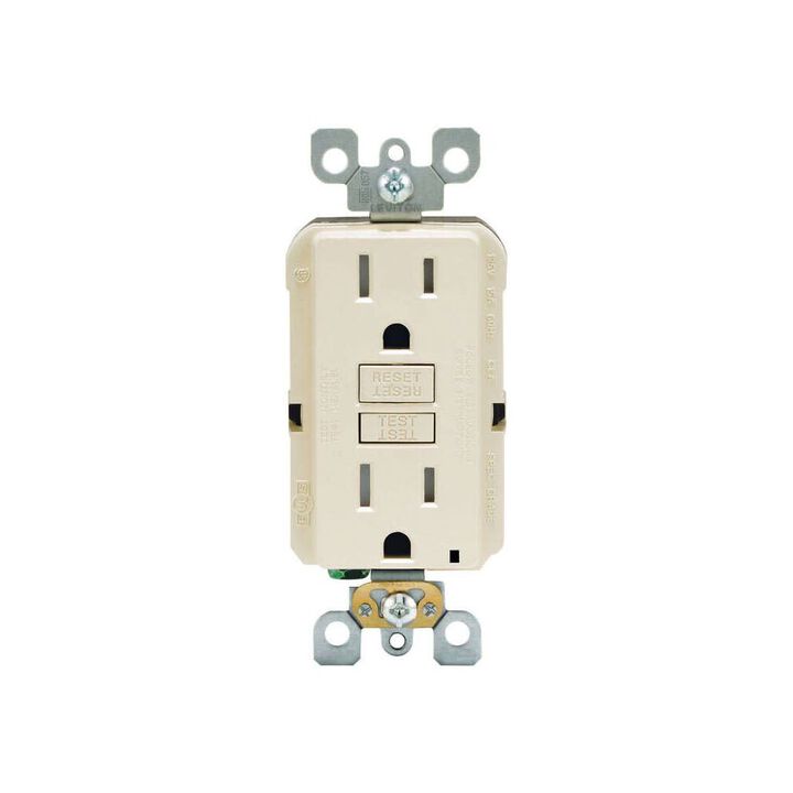 Leviton SmartlockPro NEMA GFCI Outlet 15A 125V Duplex Light Almond, large image number 1