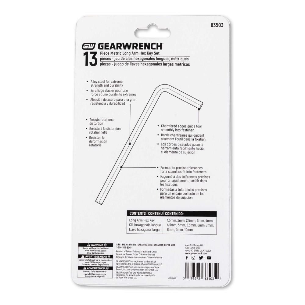 GEARWRENCH Metric Hex Key Set Long Arm 13pc, large image number 5