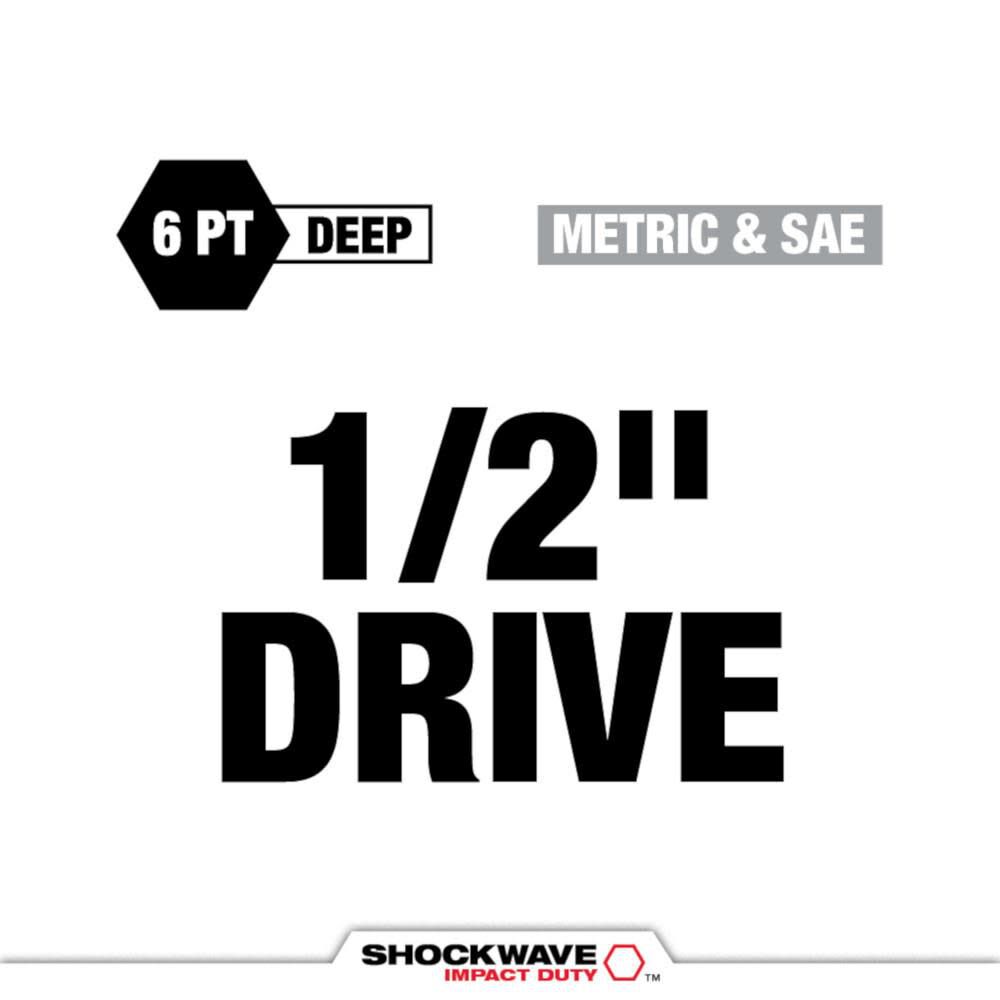 Milwaukee SHOCKWAVE Impact Duty Socket 1/2 Drive SAE & Metric 9PC Lug Nut Wheel Set, large image number 2