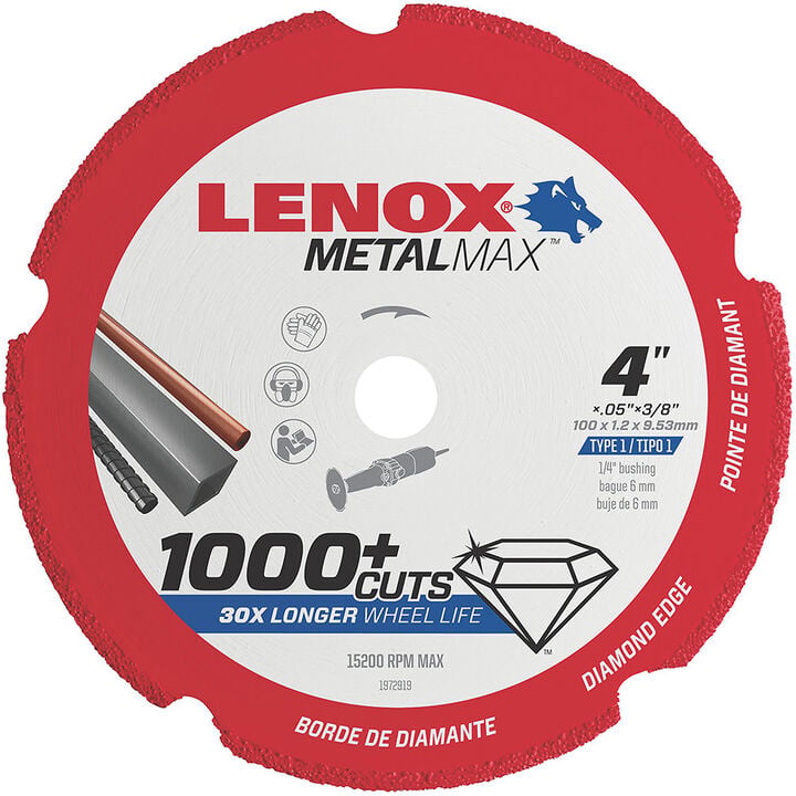 Lenox MetalMax 4 Inch Segmented Rim Diamond Cut-Off Wheel for Metal