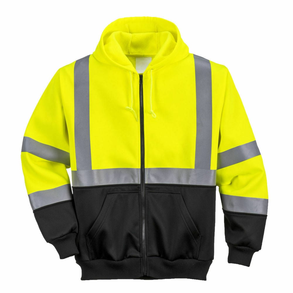Portwest Yellow and Black Hi-Vis 2-Tone Zipped Hoodie - 4XL, large image number 2