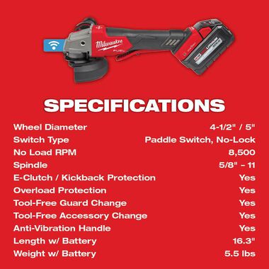 Milwaukee M18 FUEL 4 1/2inch / 5inch Braking Grinder Paddle Switch No Lock Kit, large image number 22