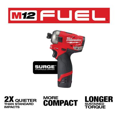 Milwaukee M12 FUEL SURGE 1/4 in. Hex Hydraulic Driver 2 Battery Kit, large image number 2