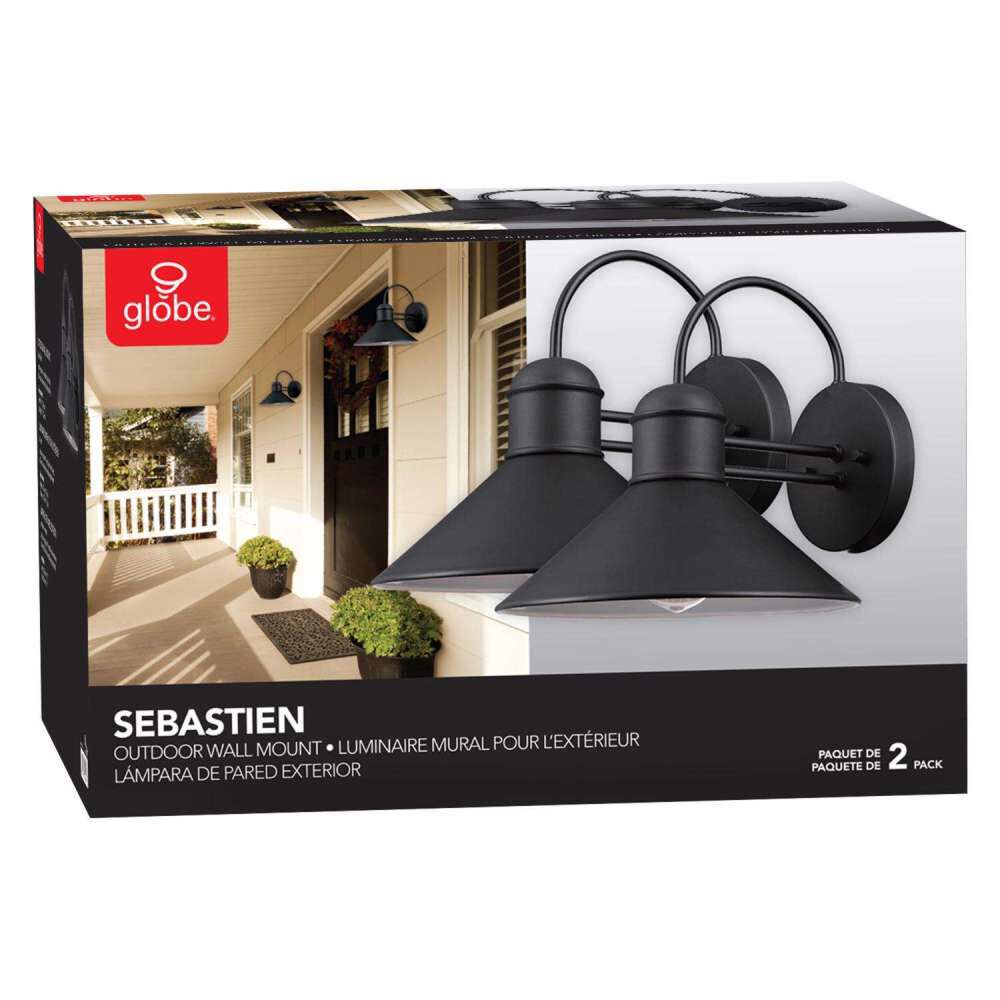 Globe Electric Sebastien Wall Sconce Matte Black 1 Light 2pk, large image number 4