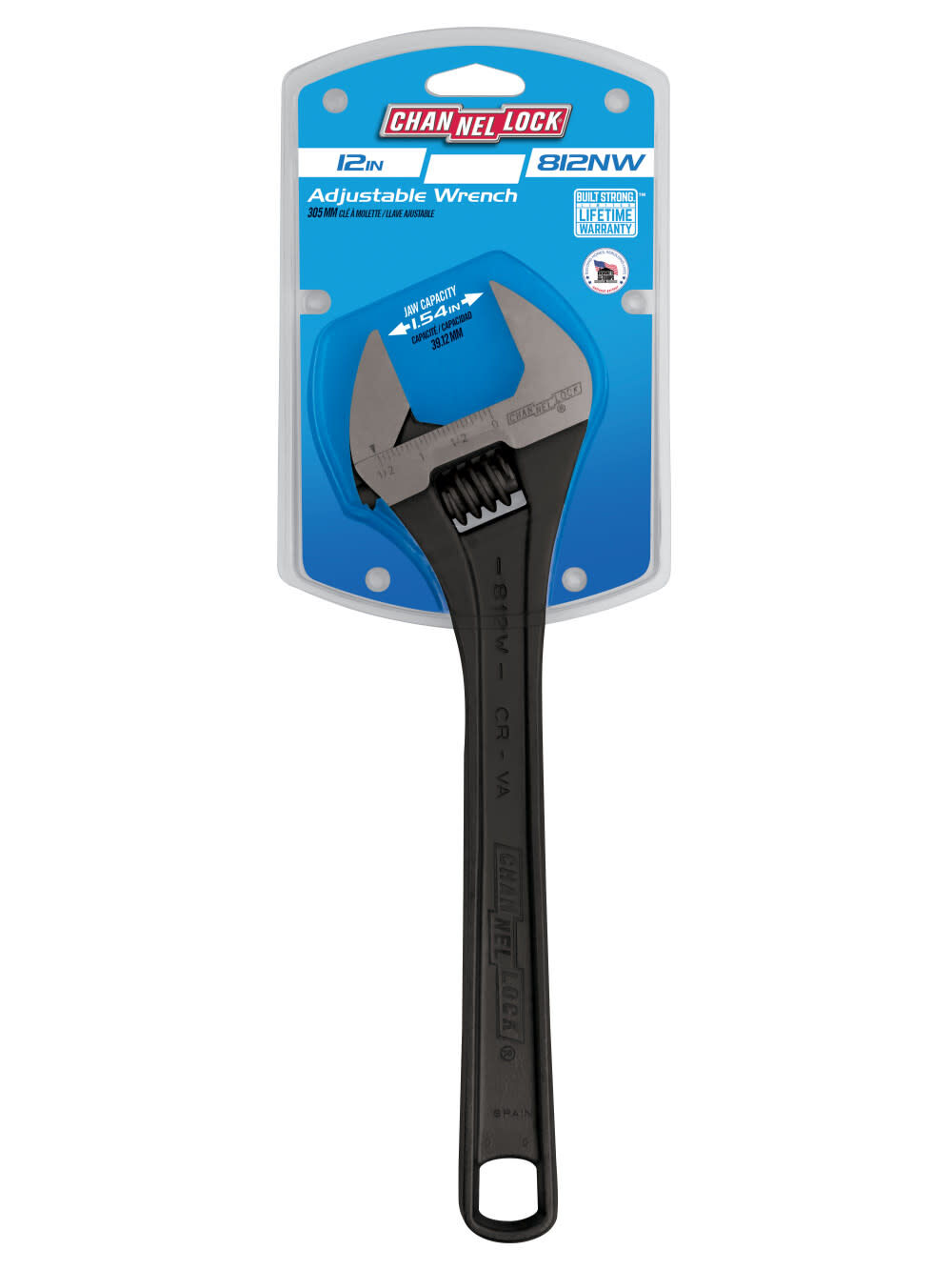 Channellock 12 Inch Chrome Vanadium Steel Wide Adjustable Wrench, large image number 2