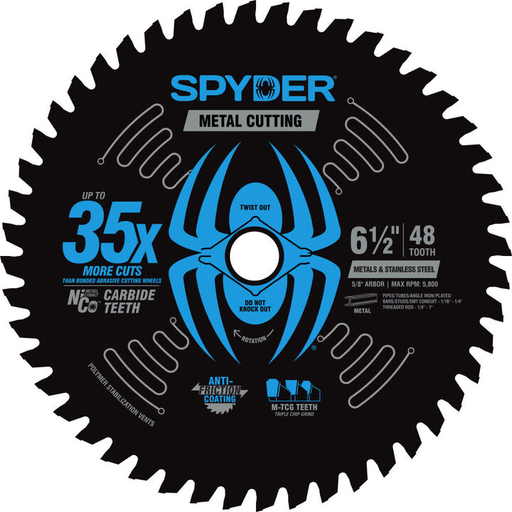 Spyder 6-1/2 Inch 48T Circular Saw Blade for Metals and Stainless Steel