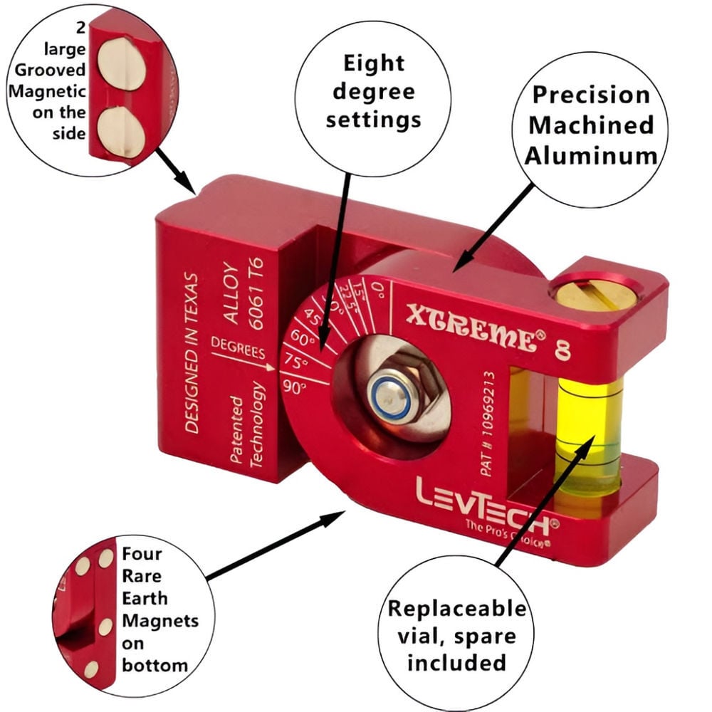 LevTech Xtreme Red 8-in-1 Magnetic Torpedo Level, large image number 3