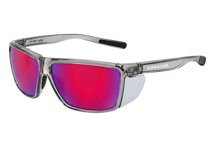 MCR Safety Swagger SR2L Safety Glasses Red Mirror Crystal Gray Frame