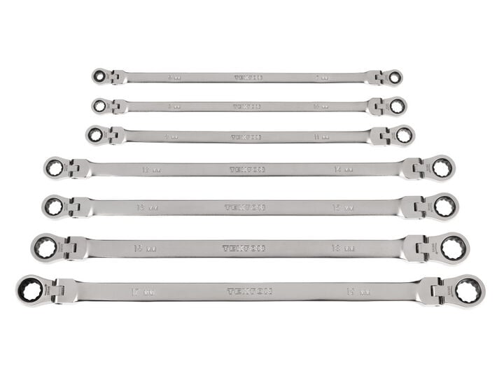 Tekton Flex Head Ratcheting Box End Wrench Set, 7 Piece (6-19 mm)