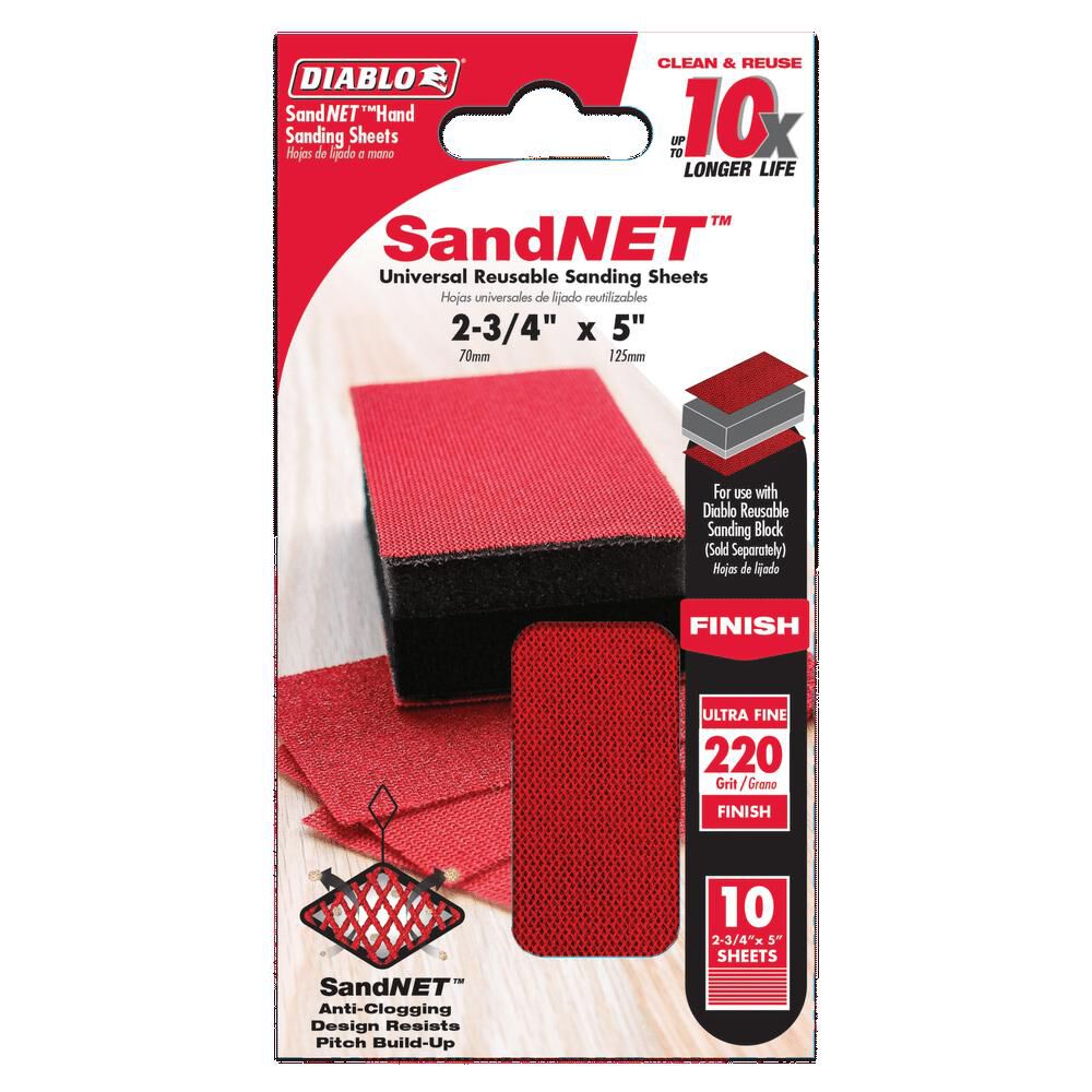 Diablo Tools SandNET Sanding Sheets 2 3/4in x 5in 220 Grit Reusable 10pc, large image number 2