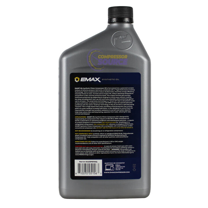EMAX 1 Qt 30W Smart Synthetic Oil for Piston Air Compressor, large image number 4
