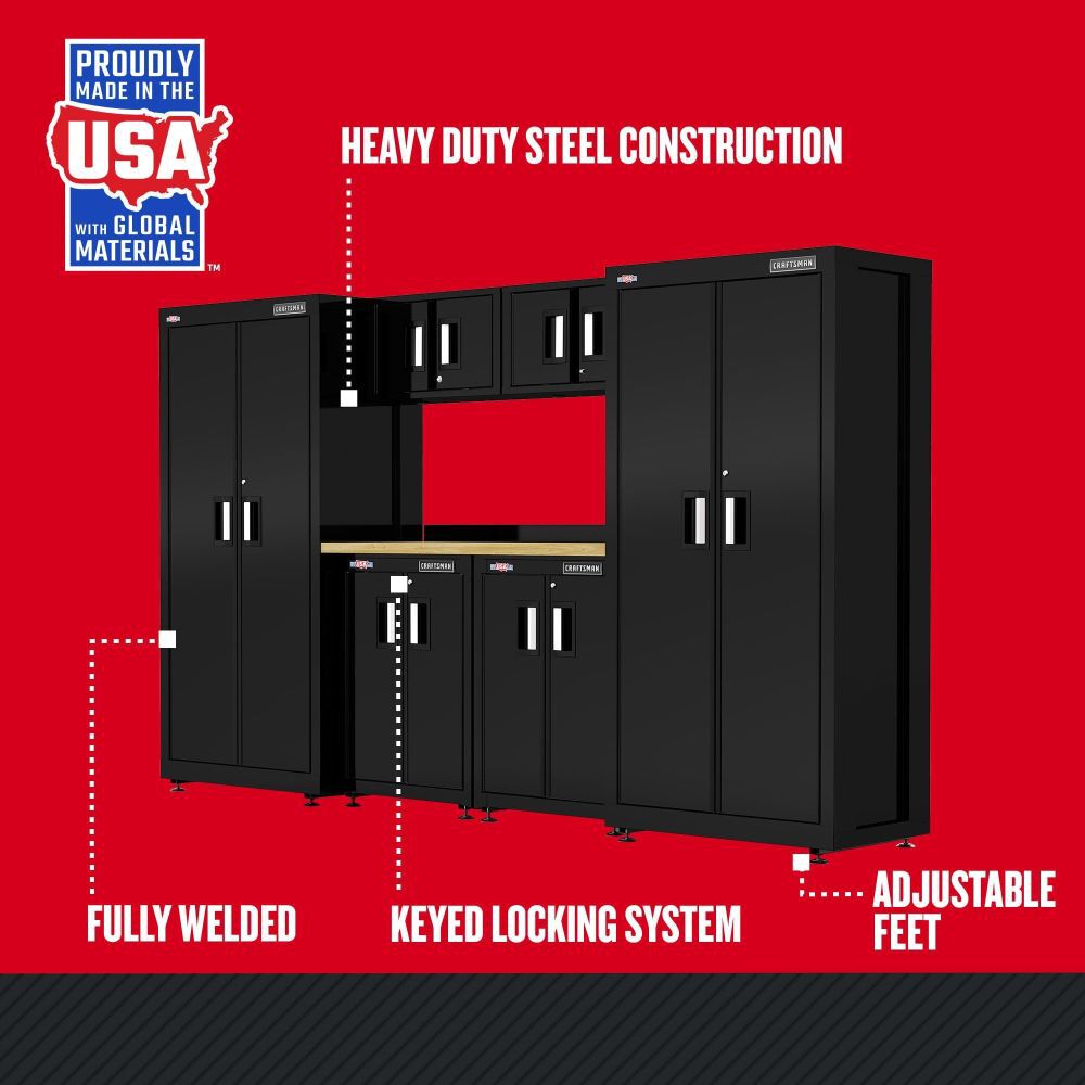 CRAFTSMAN 126 Inch Wide Welded Metal Storage Suite with Cabinet Storage, 7 Piece, large image number 10