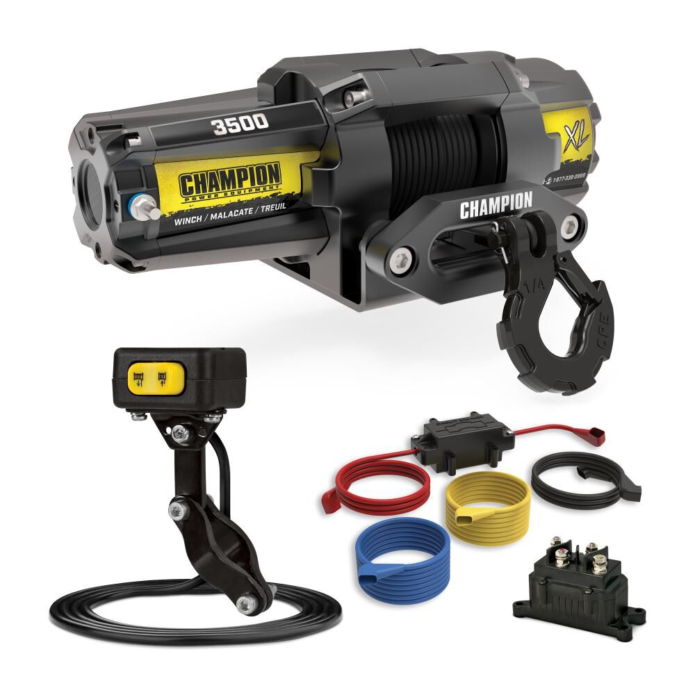 Champion Power Equipment XL 3500 lb ATV/UTV Synthetic Rope Winch Kit – 100722