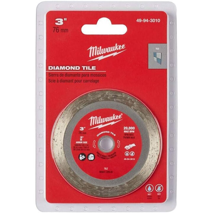 Milwaukee 3 Inch Continuous Rim Diamond Blade for Tile, large image number 1