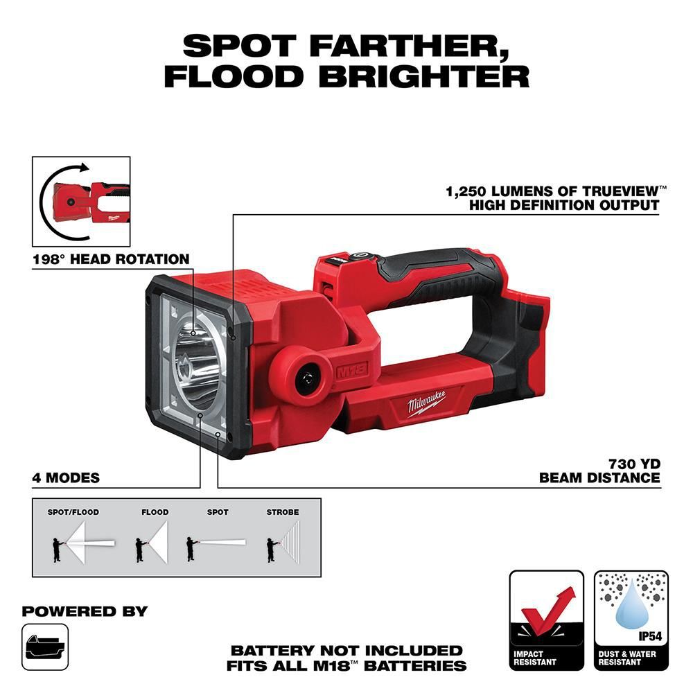 Milwaukee M18 1250 Lumen Search Light (Bare Tool), large image number 2