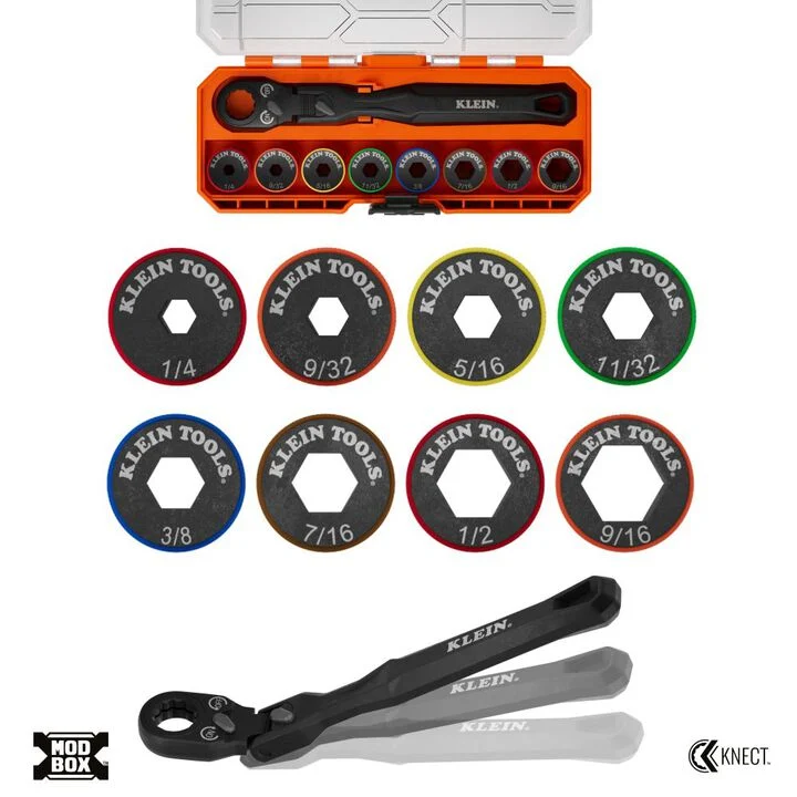Klein Tools KNECT Ratcheting Low-Profile Socket Wrench Set 10 Pieces