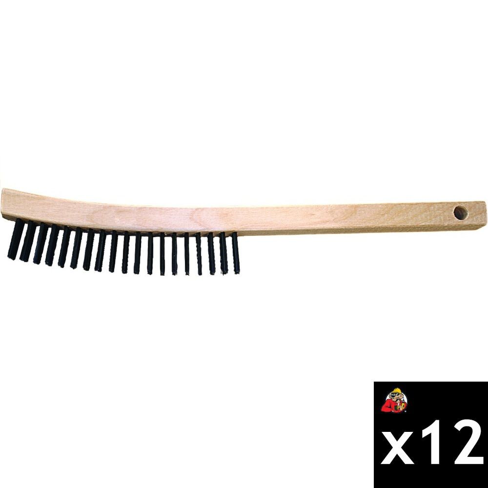 Pferd 13-3/4 Inch Carbon Steel Curved Handle Scratch Brush Bundle, 12 Pieces, large image number 1
