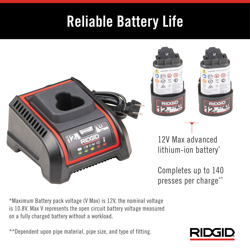 Ridgid RP 251 Press Tool Battery Kit with 1/2 Inch, 3/4 Inch and 1 Inch PureFlow Jaws, large image number 5