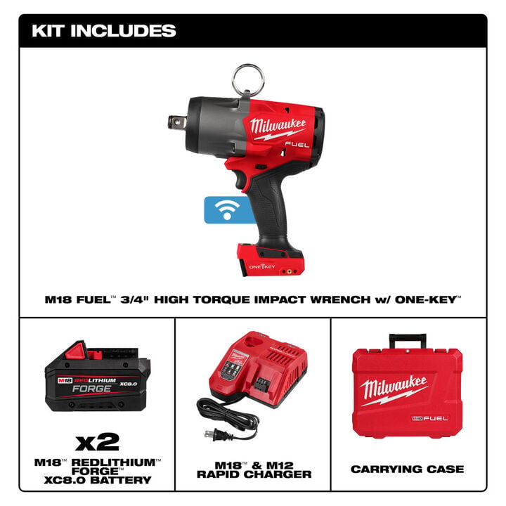Milwaukee M18 FUEL 3/4 Inch High Torque Impact Wrench with ONE-KEY Kit and Protective Boot Bundle, large image number 2